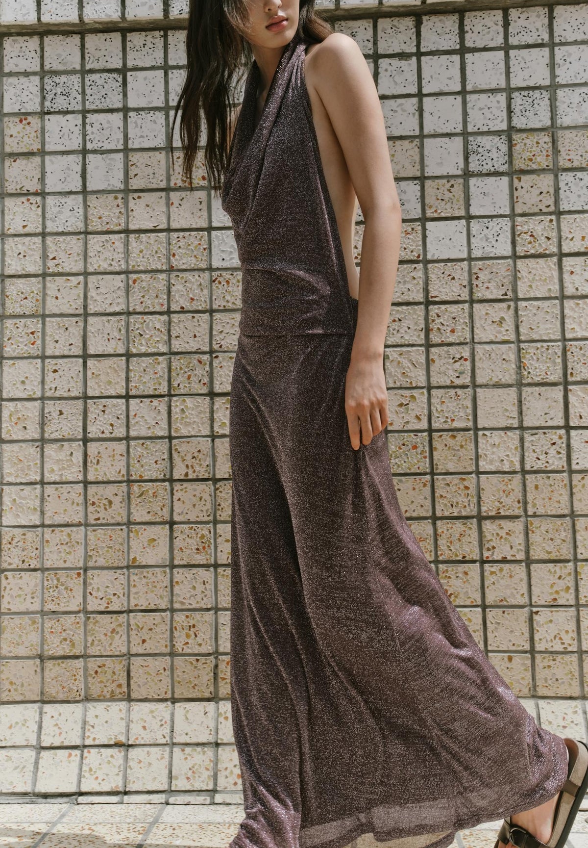 Autumn Backless Metallic Dress