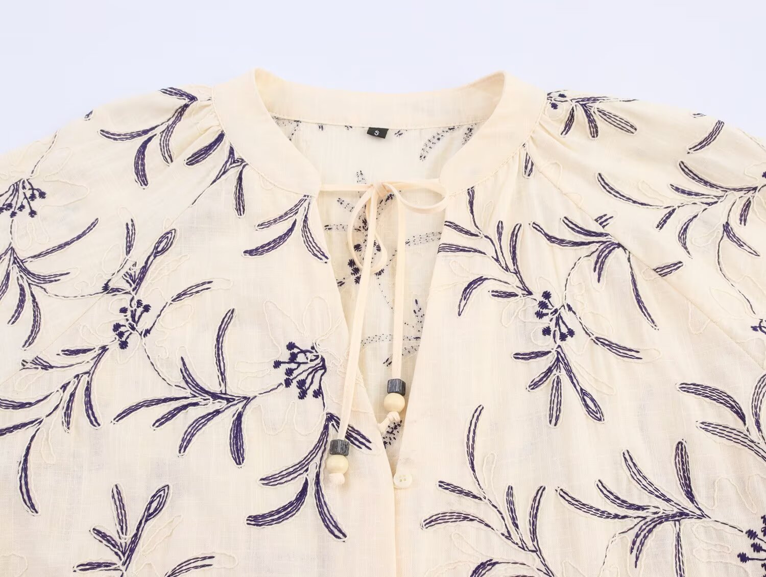 Women's Lace-Up Embroidered Loose Shirt