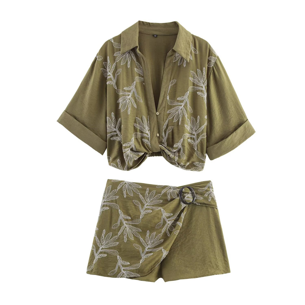 Women's Autumn Women's Casual Loose Short Sleeves Embroidered Shirt