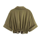 Women's Autumn Women's Casual Loose Short Sleeves Embroidered Shirt
