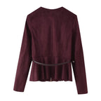 Women's Suede-Effect Belted Jacket
