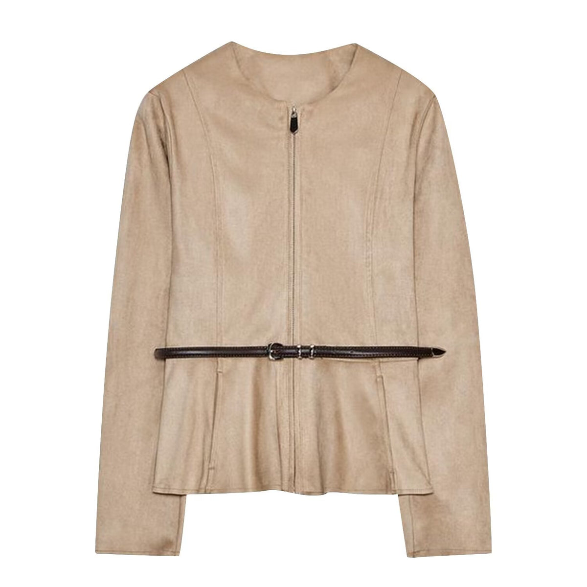 Women's Suede-Effect Belted Jacket