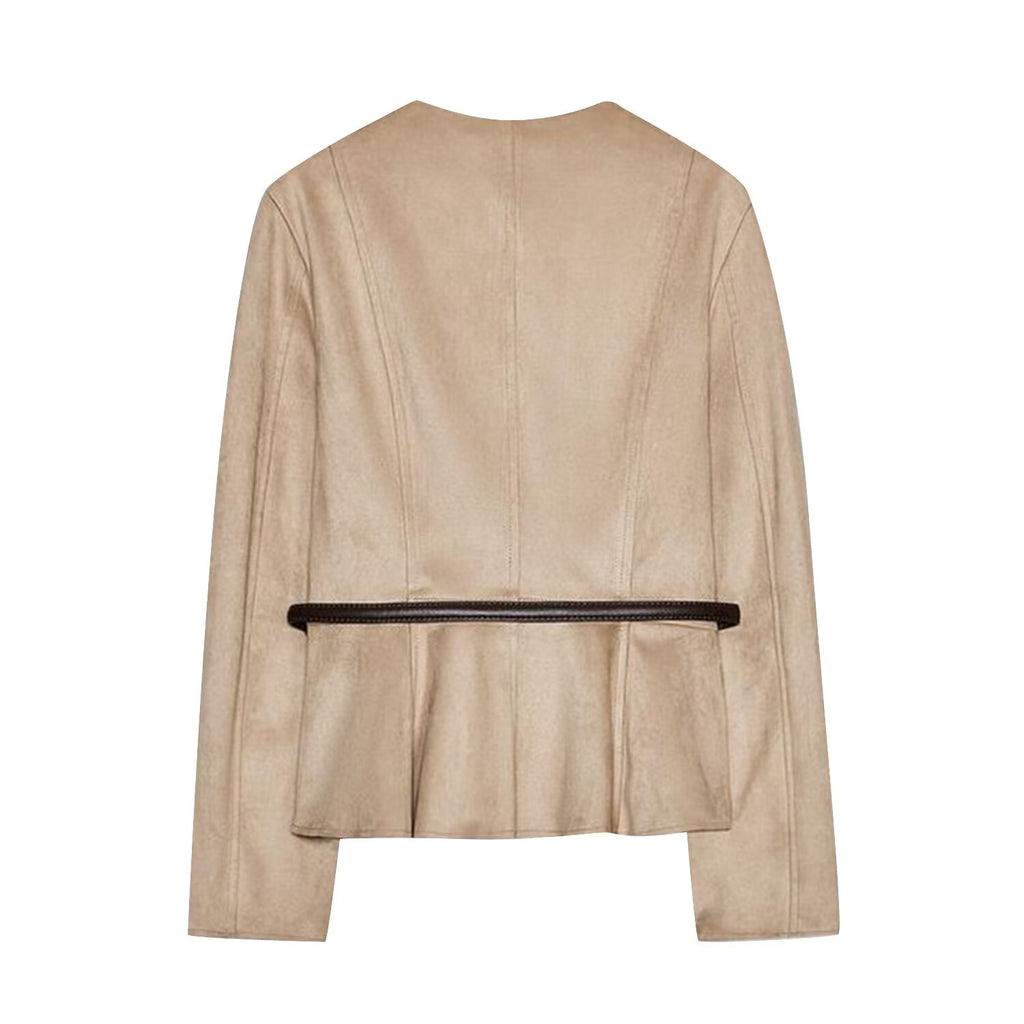 Women's Suede-Effect Belted Jacket