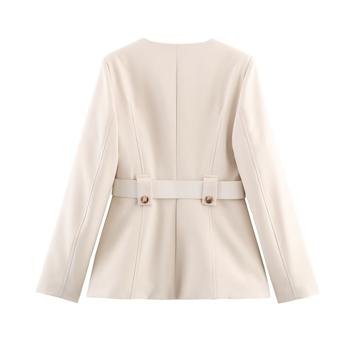 Women's Fashionable Slim Fit Belt Blazer Bell Bottom Pants Set