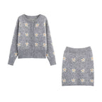 Women's Jacquard Knit Top & Skirt Two-Piece Set