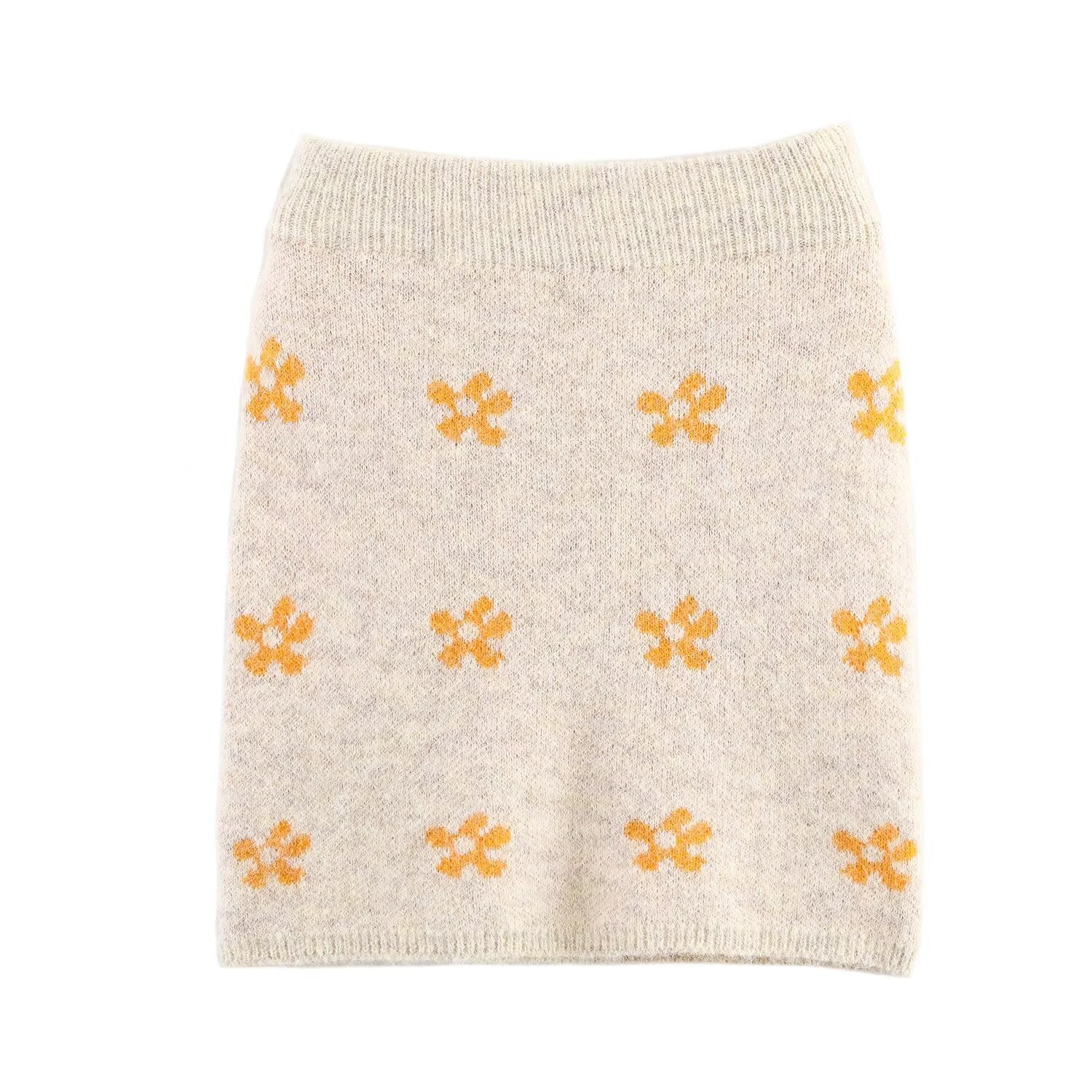 Women's Jacquard Knit Top & Skirt Two-Piece Set