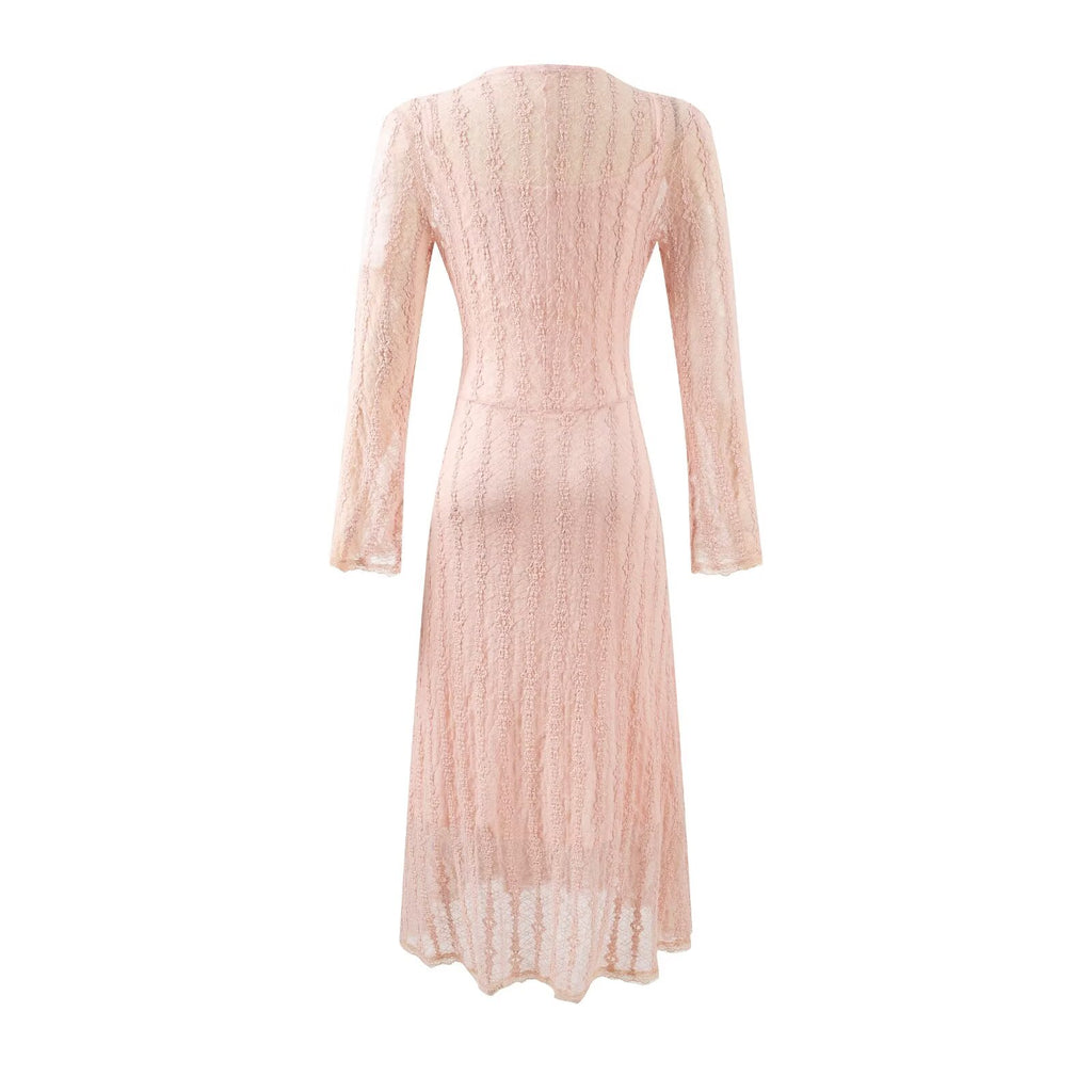 Women's Tie-Neck Long Sleeve Bodycon Midi Dress