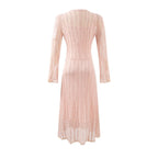 Women's Tie-Neck Long Sleeve Bodycon Midi Dress