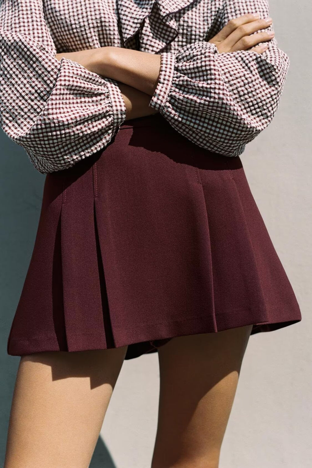 Pleated Decorative Culottes Shorts