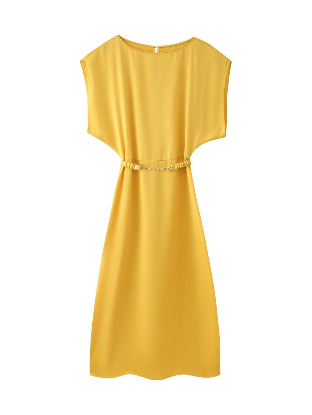 Women's Belted Satin Maxi Dress