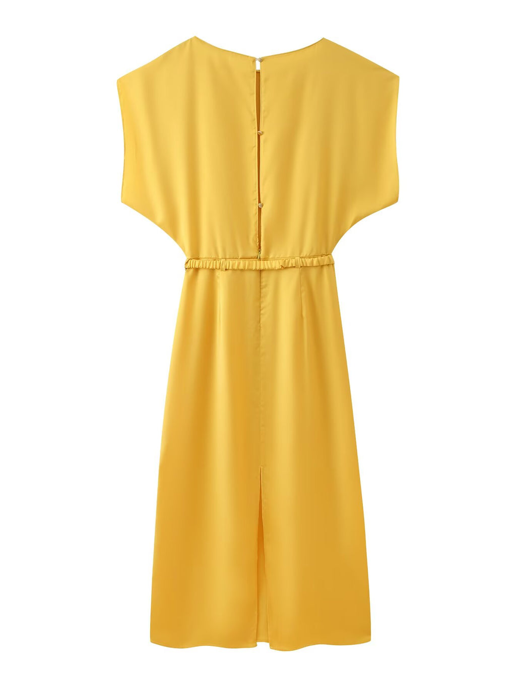 Women's Belted Satin Maxi Dress