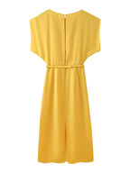 Women's Belted Satin Maxi Dress