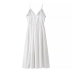 Women's Fall Vacation Embroidered Strap Midi Dress