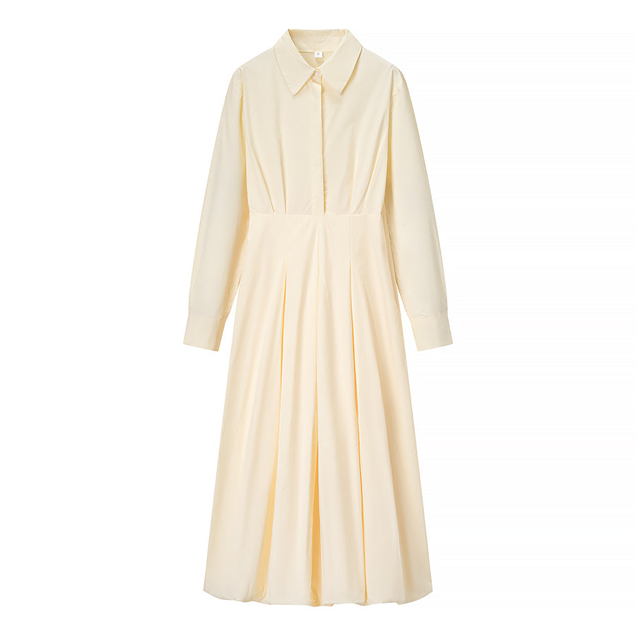 Collared Cotton-Look Casual Dress