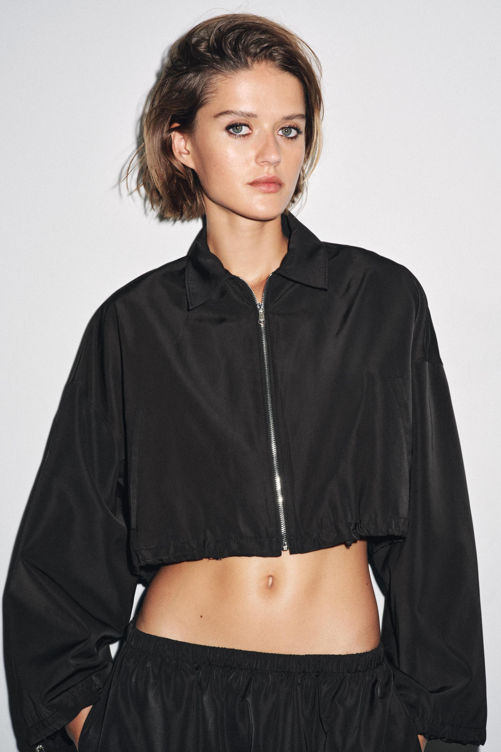 Women's Simple Collared Short Jacket and Skirt Two-Piece Set