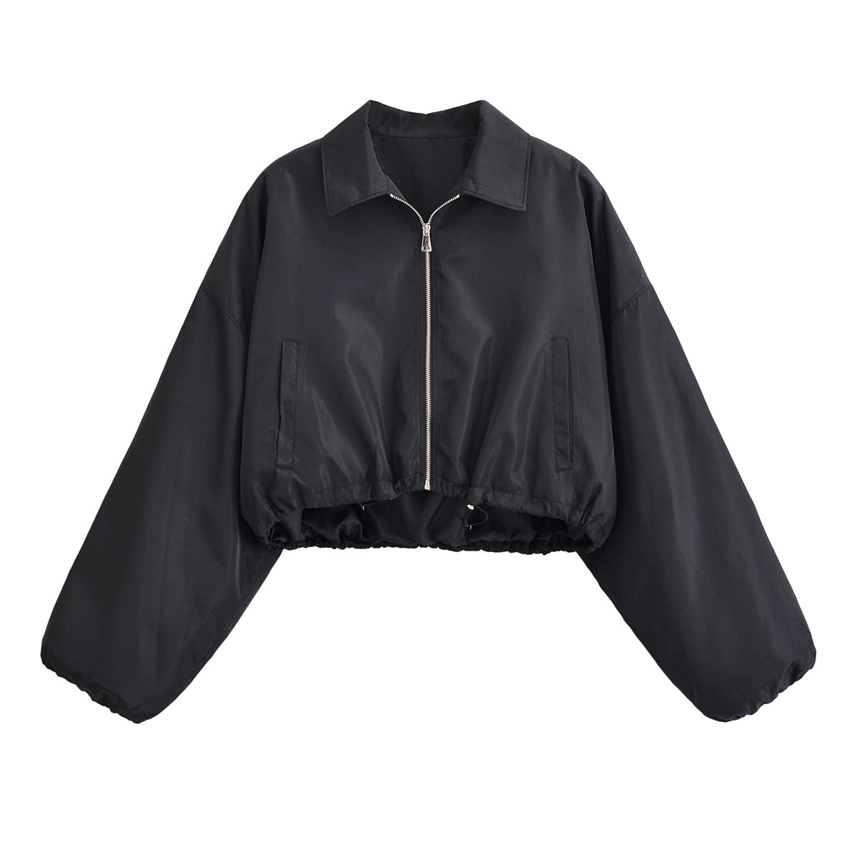 Women's Simple Collared Short Jacket and Skirt Two-Piece Set