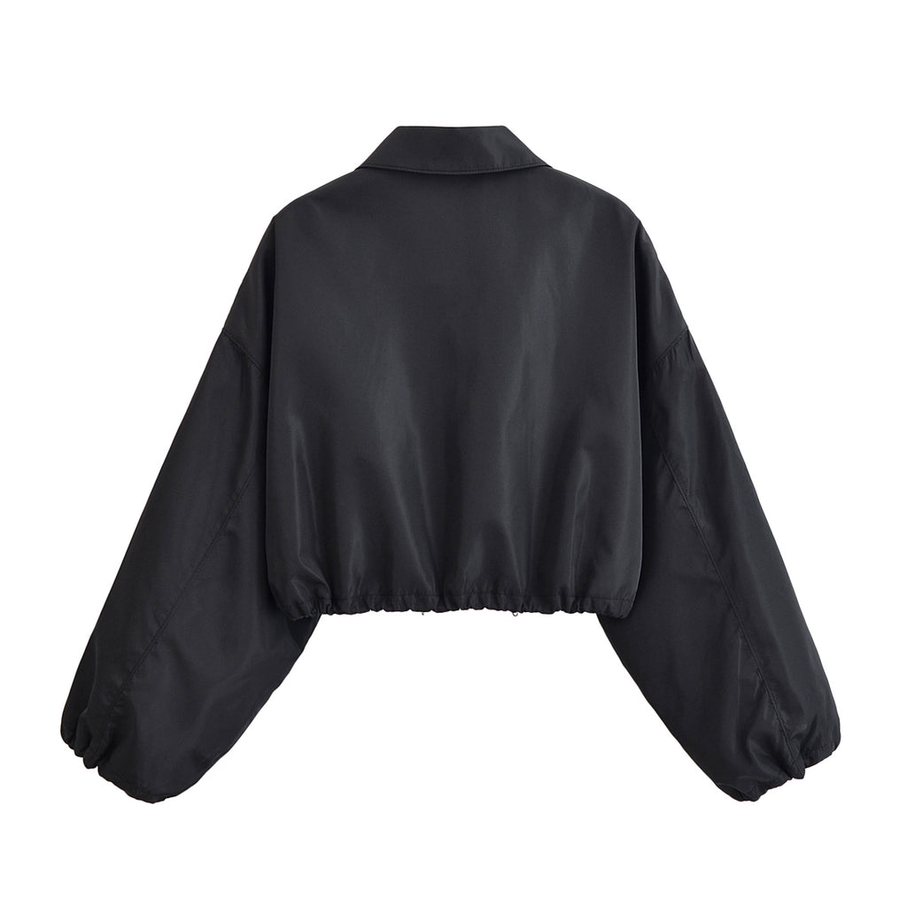 Women's Simple Collared Short Jacket and Skirt Two-Piece Set