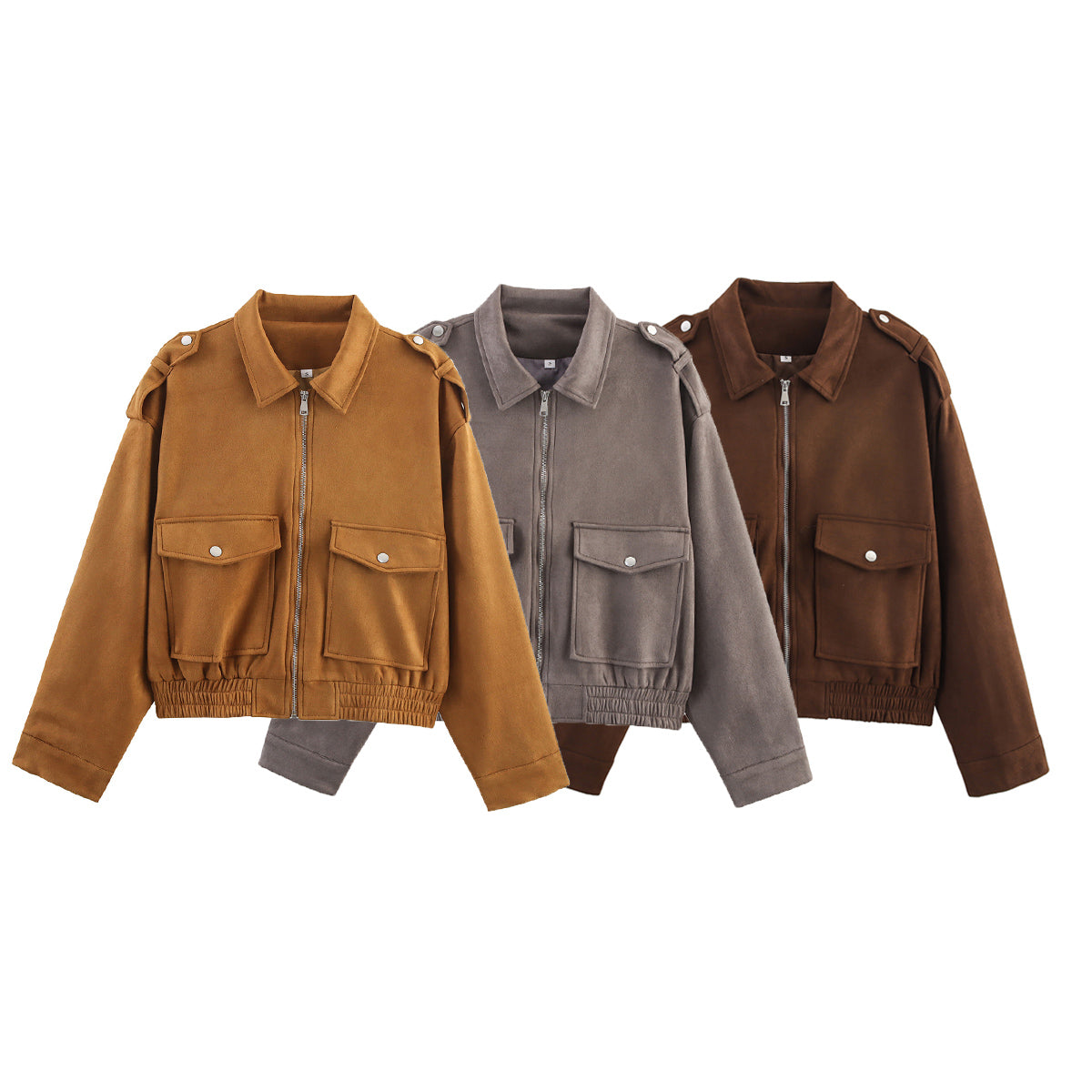 Women's Elegant Women Suede Three Color Surface Jacket Coat Texture