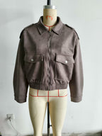 Women's Elegant Women Suede Three Color Surface Jacket Coat Texture