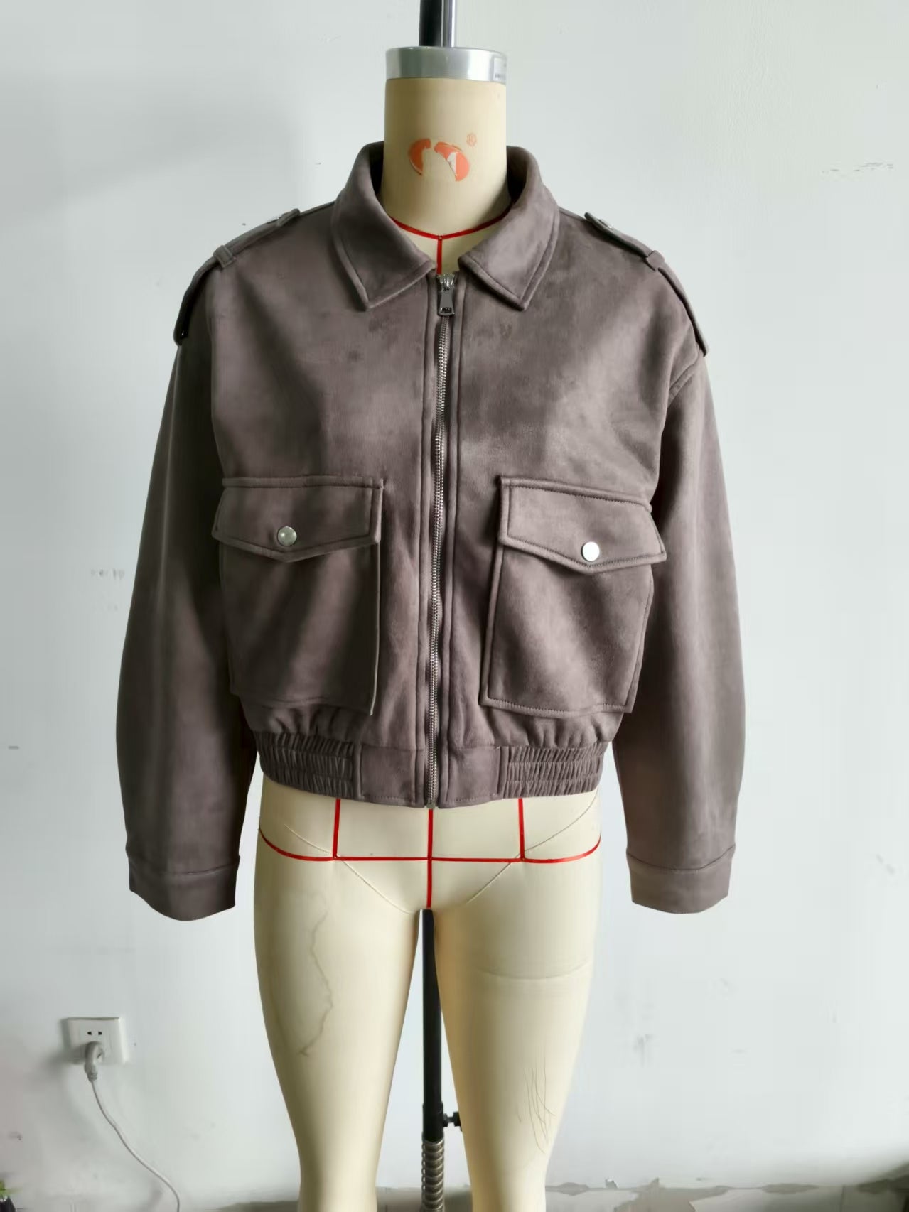 Women's Elegant Women Suede Three Color Surface Jacket Coat Texture