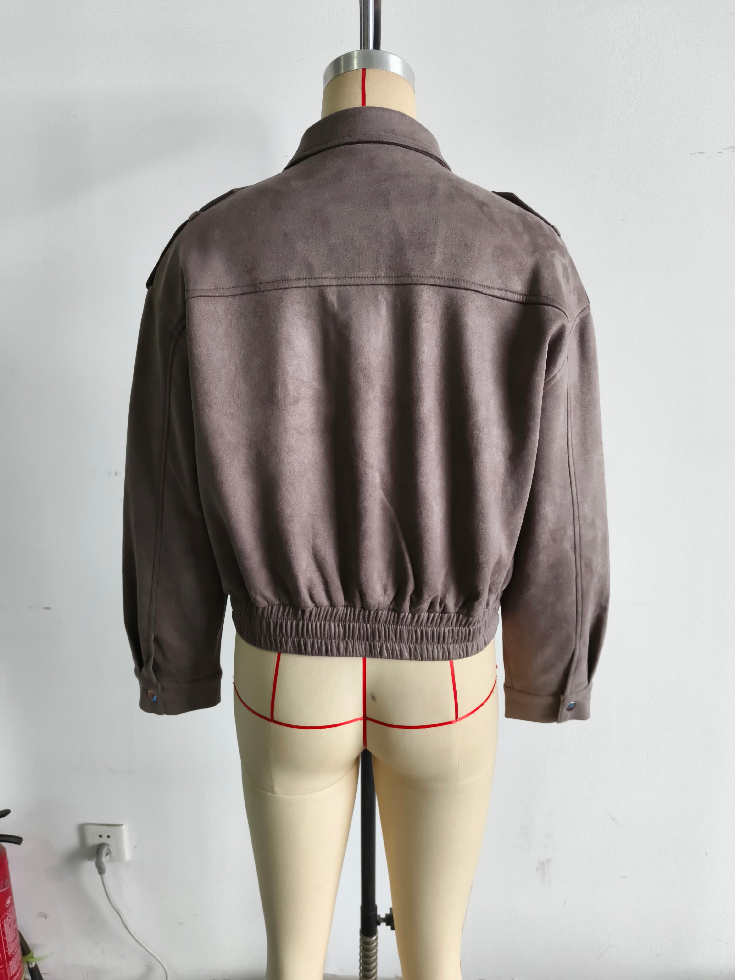 Women's Elegant Women Suede Three Color Surface Jacket Coat Texture