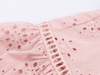 Women's Embroidered Ruched Button Blouse