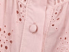 Women's Embroidered Ruched Button Blouse