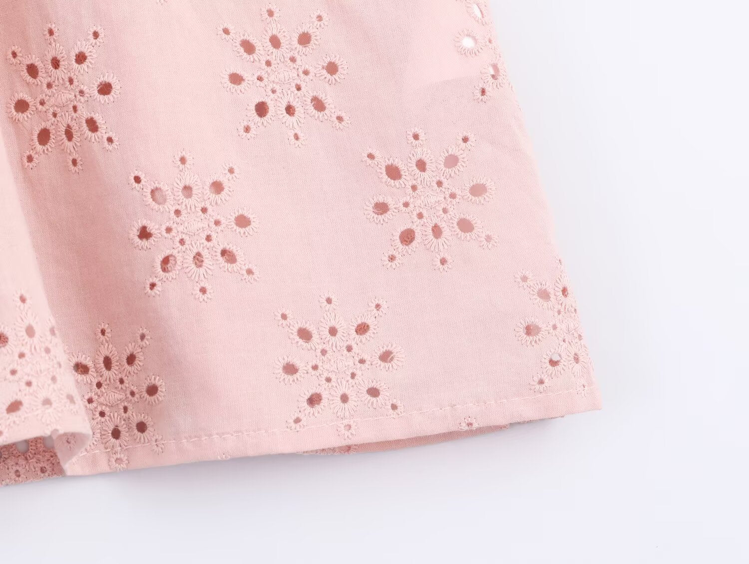 Women's Embroidered Ruched Button Blouse