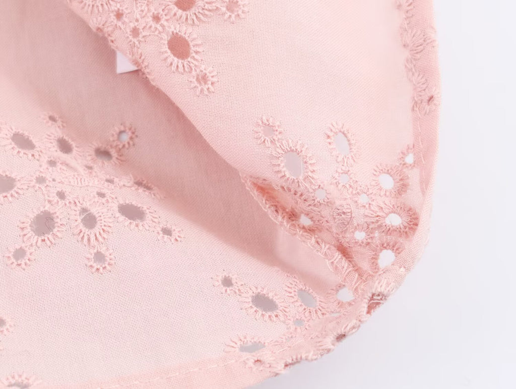 Women's Embroidered Ruched Button Blouse