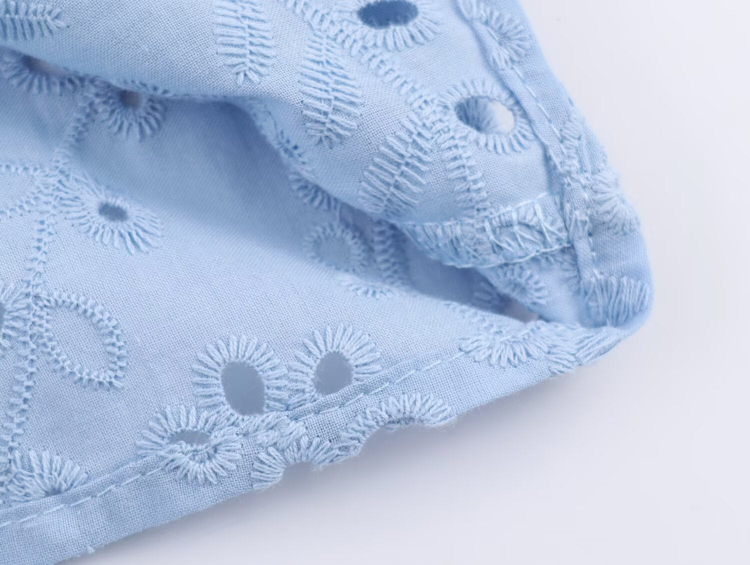 Women's Embroidered Ruched Button Blouse