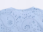 Women's Embroidered Ruched Button Blouse