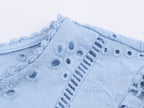 Women's Embroidered Ruched Button Blouse