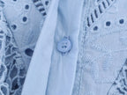 Women's Embroidered Ruched Button Blouse