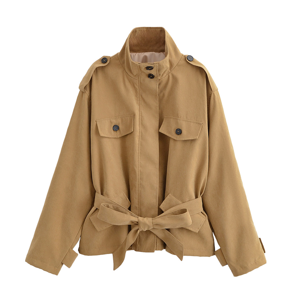 Women's Short Trench Button Decoration Coordinated Two-Piece Set