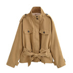 Women's Short Trench Button Decoration Coordinated Two-Piece Set