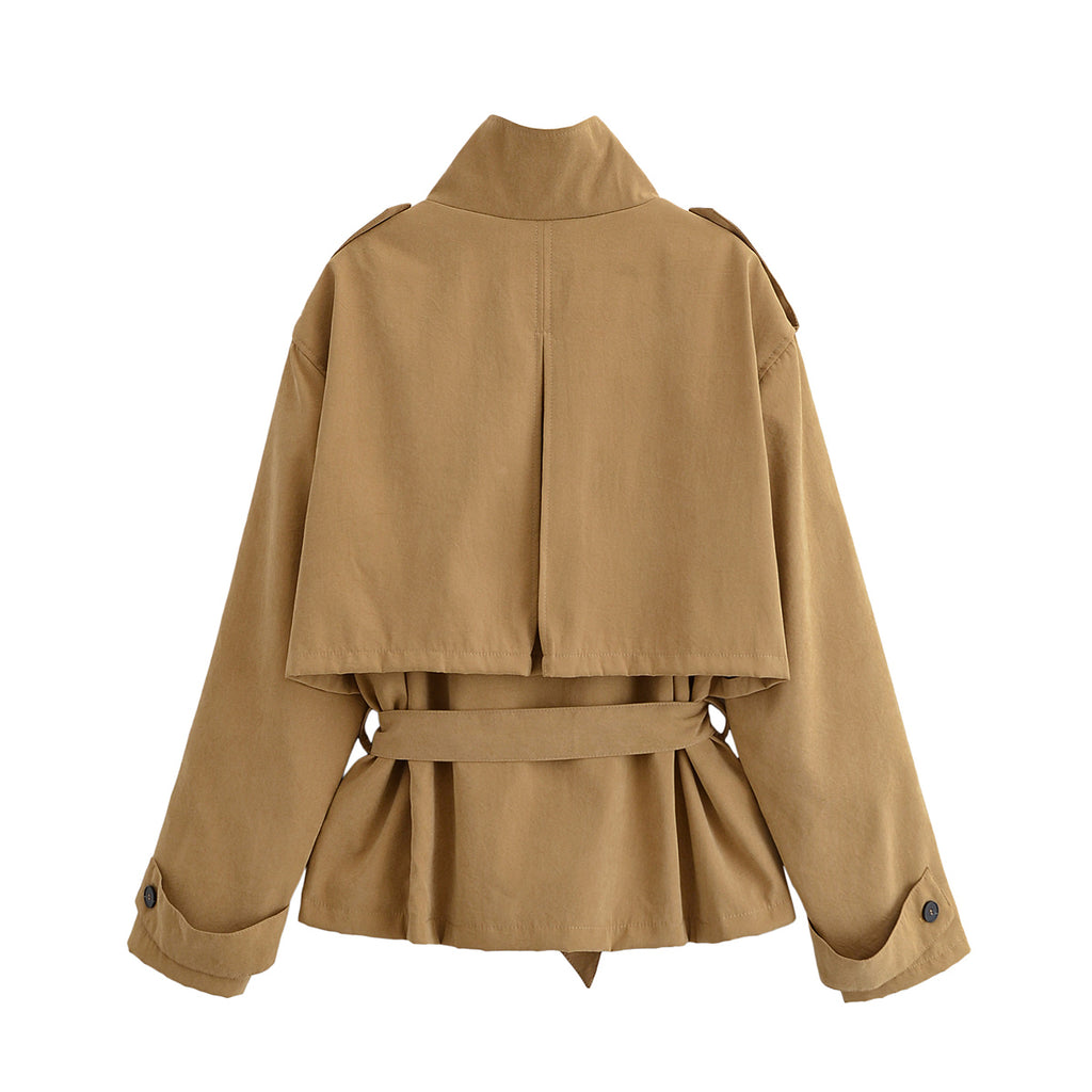 Women's Short Trench Button Decoration Coordinated Two-Piece Set