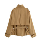Women's Short Trench Button Decoration Coordinated Two-Piece Set