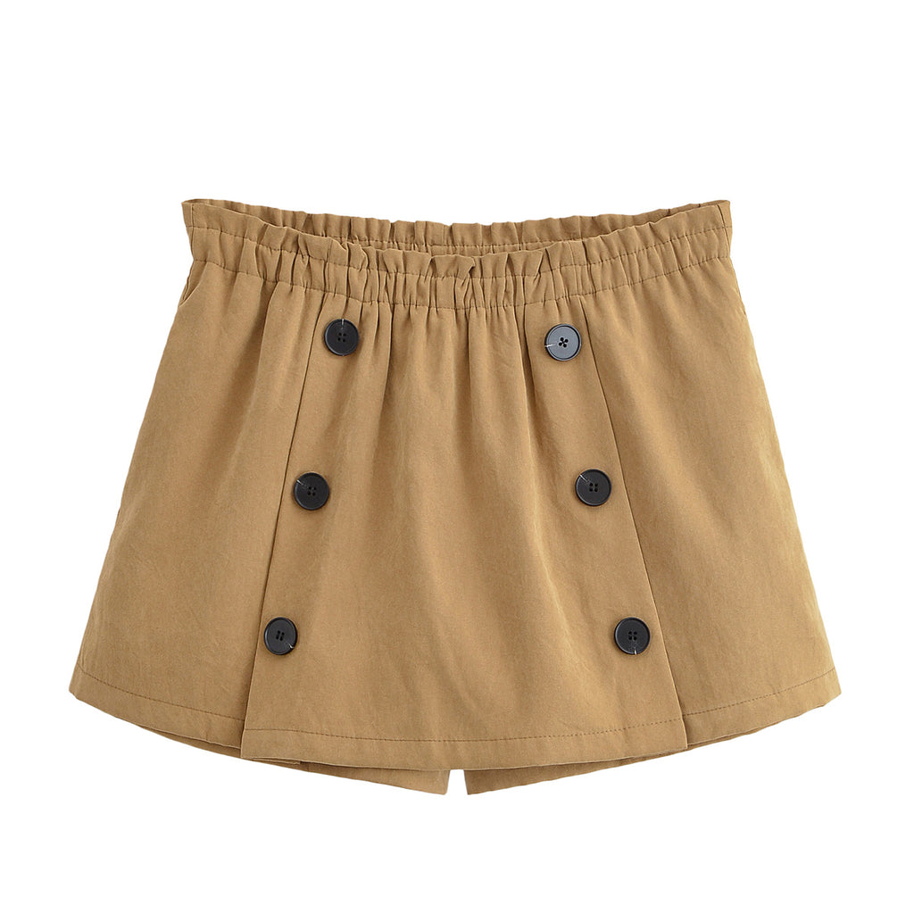Women's Short Trench Button Decoration Coordinated Two-Piece Set