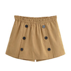Women's Short Trench Button Decoration Coordinated Two-Piece Set