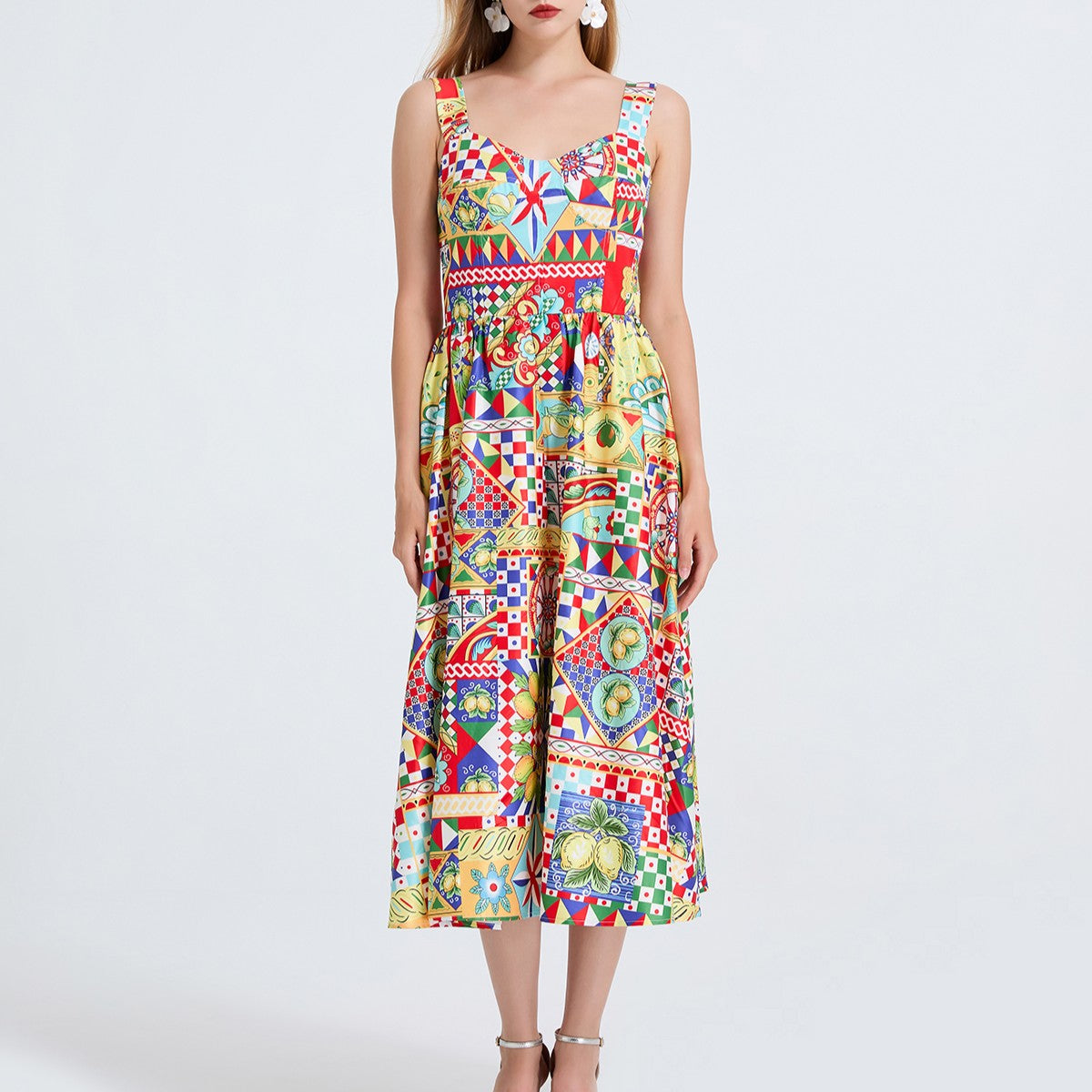 Women's 's Printed Spaghetti-Strap Dress