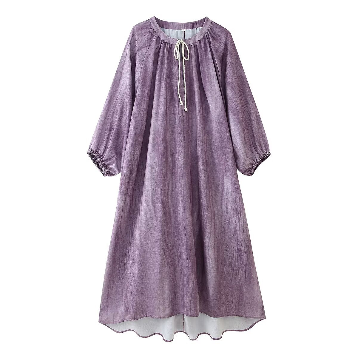 Women's Western Linen Tie Dyed Long Shirt Dress