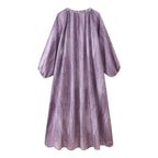 Women's Western Linen Tie Dyed Long Shirt Dress
