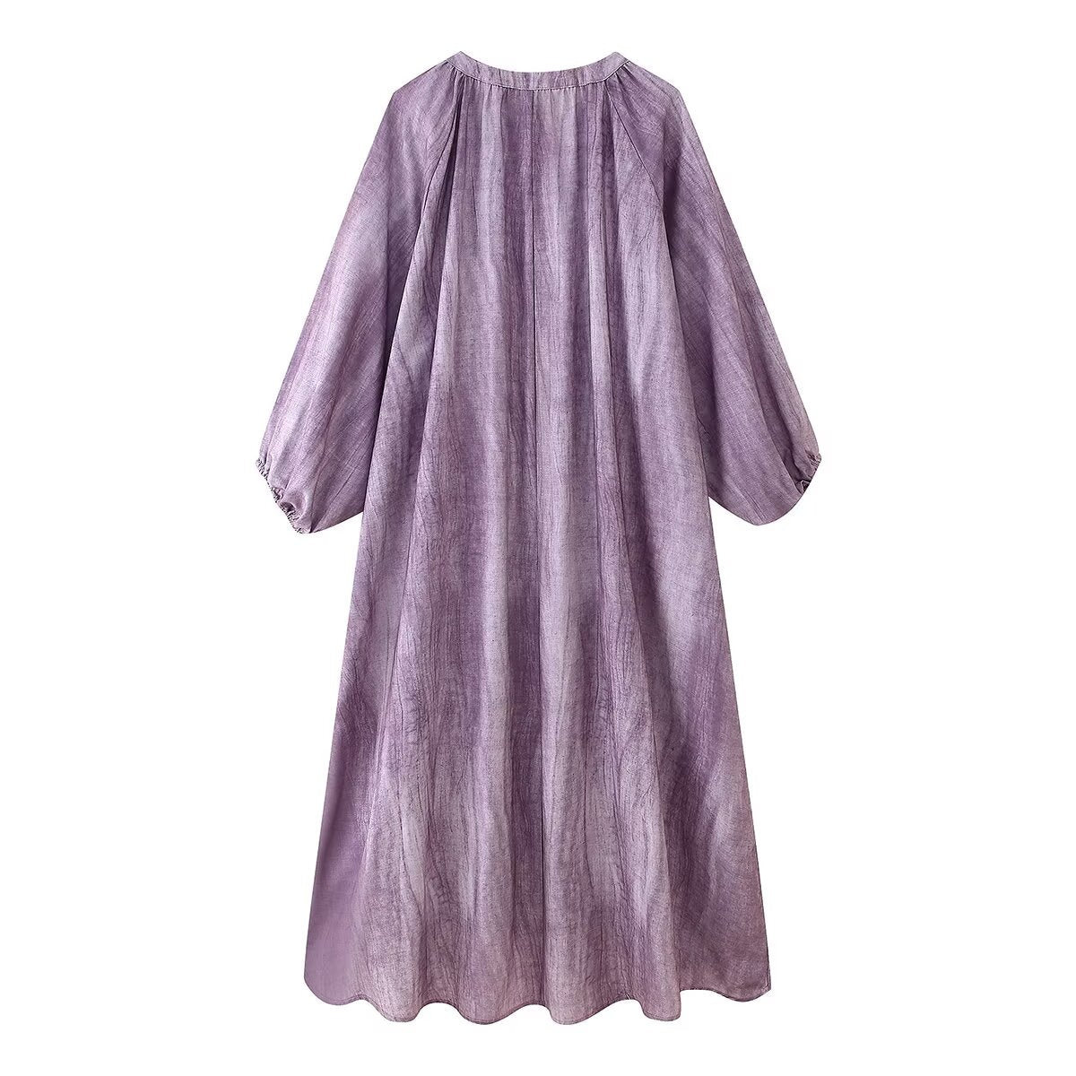 Women's Western Linen Tie Dyed Long Shirt Dress