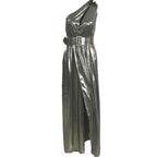 Women's Metallic One-Shoulder Midi Dress