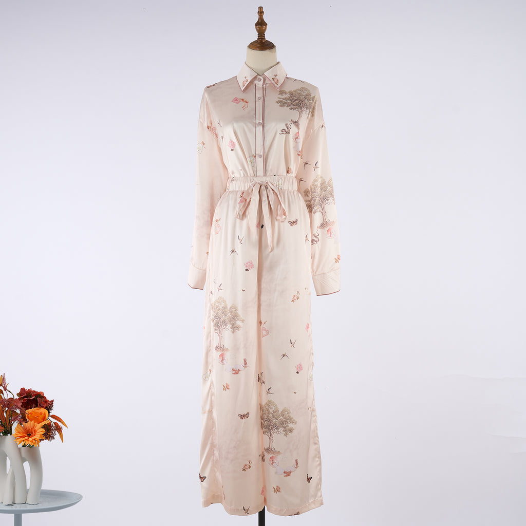 Women's Spring Autumn Printed Loose Top and Pants Two-Piece Set