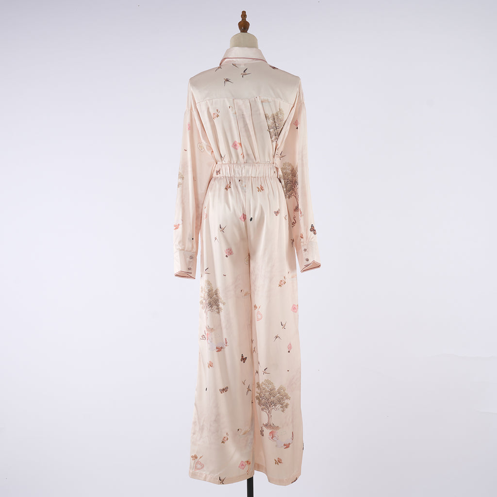 Women's Spring Autumn Printed Loose Top and Pants Two-Piece Set