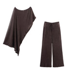 Women's Cape Top & Full-Length Pants Set