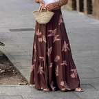 Autumn Elastic Waist Printing Big Hem Skirt