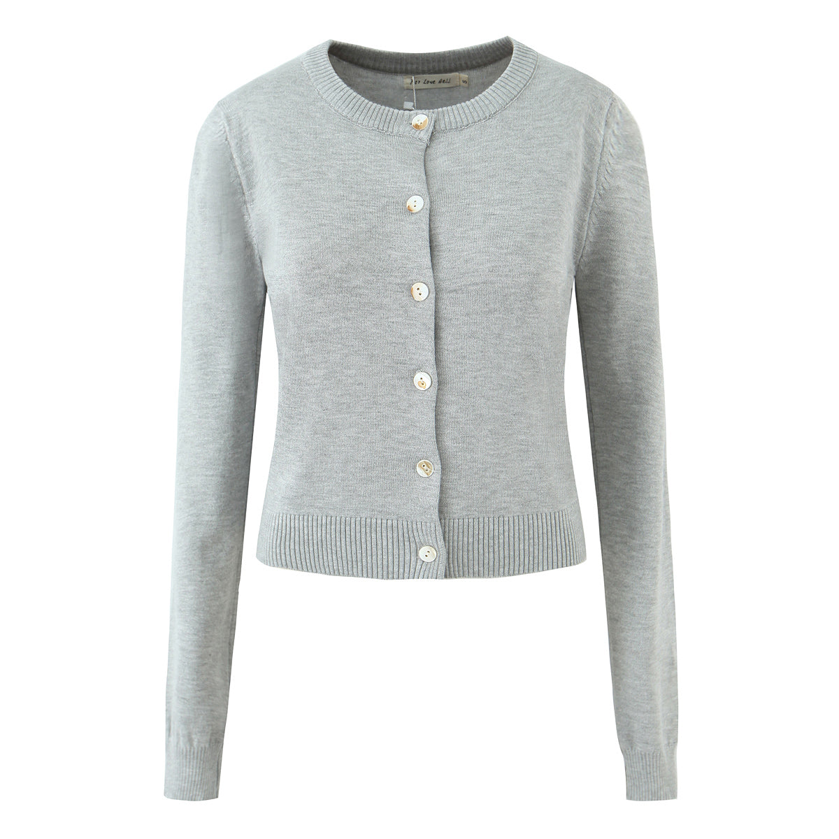 Women's Round Neck Chic Single Breasted Long Sleeve Top