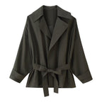 Women's Fall Belt Coat Trousers Sets